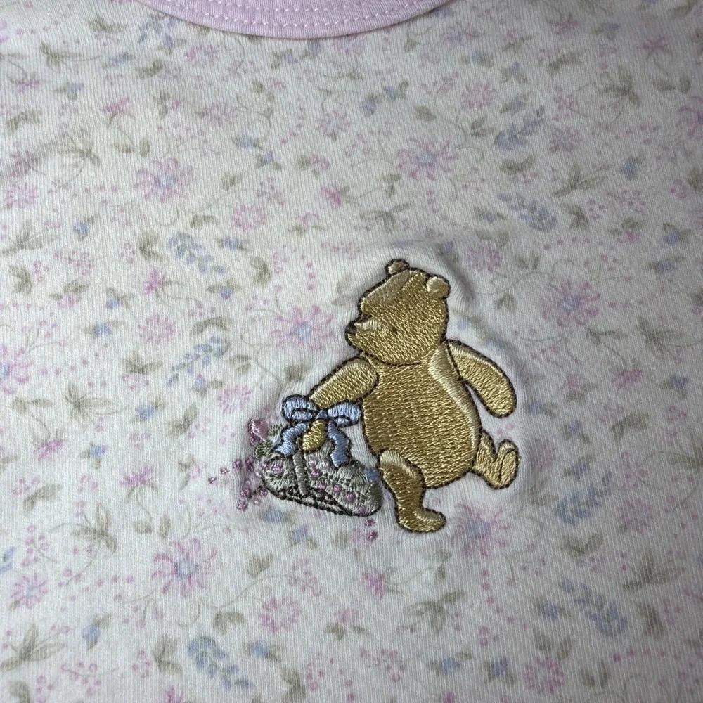 Vintage Classic Pooh Sleeper Gown Girl Size 0-3 Months 100% Cotton